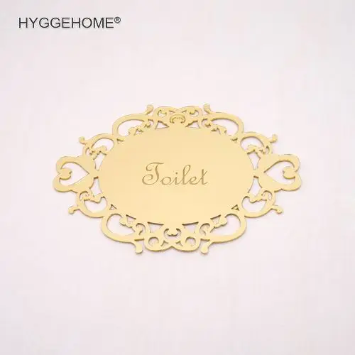 Gold-Toilet Знак для спальни ванной комнаты туалета стикер на стену s стикер на дверь вывеска Овальный художественный зеркальный индикатор индивидуальный Декор для дома - Цвет: Gold-Toilet