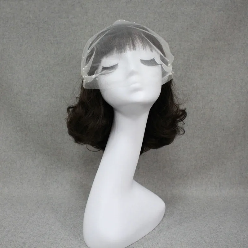 Жемчуг Короткое Свадебное Покрывалами Клетка Фата Головные Уборы Свадебные