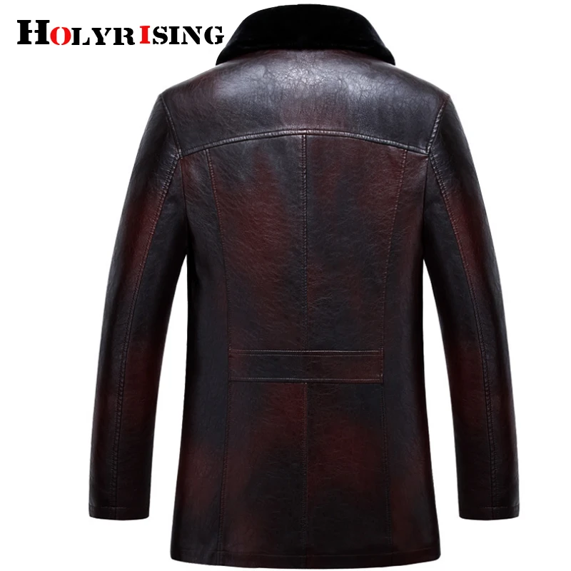 Holyrising мужские Куртки из искусственной кожи зимнее утепленное пальто кожаная