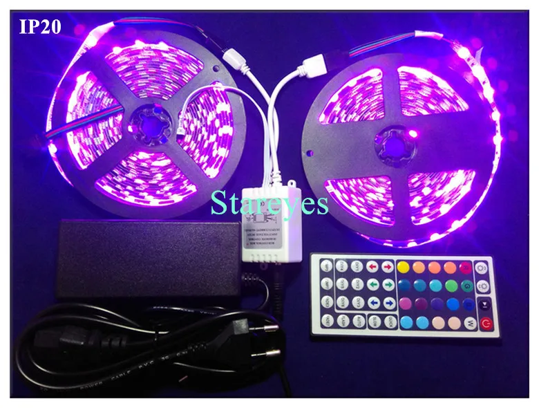 1 комплект SMD 5050 60 светодиодный/м 5 м 10 м RGB Светодиодные ленты Non-Водонепроницаемый лента светильник вспышки светильник полосы+ 44-клавишный пульт+ Мощность адаптер