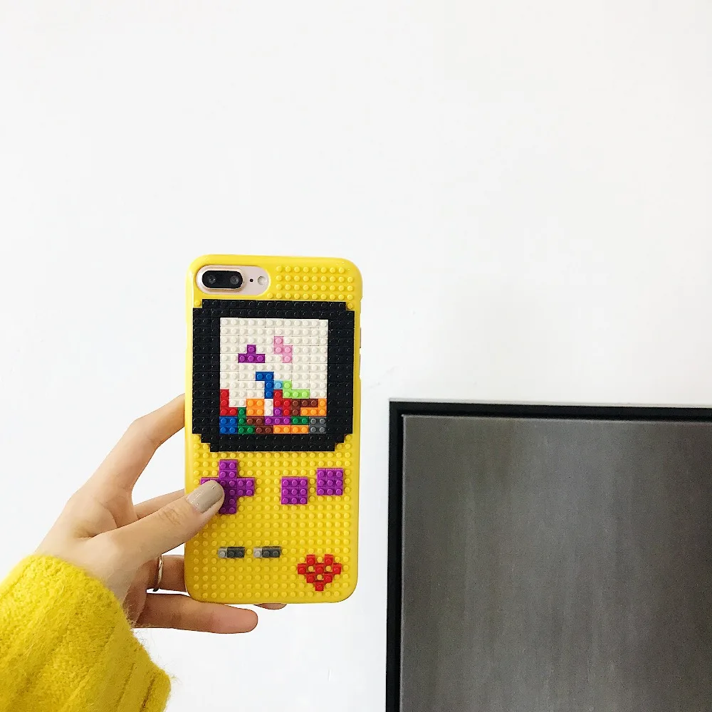 For iPhone6/7/8/PLUS mobile phone shell blocks Lego DIY jigsaw puzzle pattern protector couple | Мобильные телефоны и