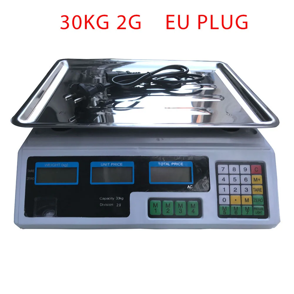 30kg 2g Профессиональные электронные весы, высокоточные весы, цифровые весы с двойным жк-экраном для кухни, супермаркета - Цвет: 30kg 2g