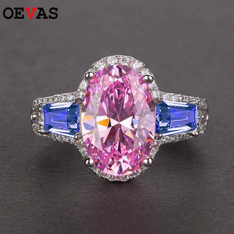 

OEVAS Sparkling 8 Carats High Carbon Diamond Engagement Ring For Women 100% 925 Sterling Silver Wedding Party Fine Jewelry Gifts