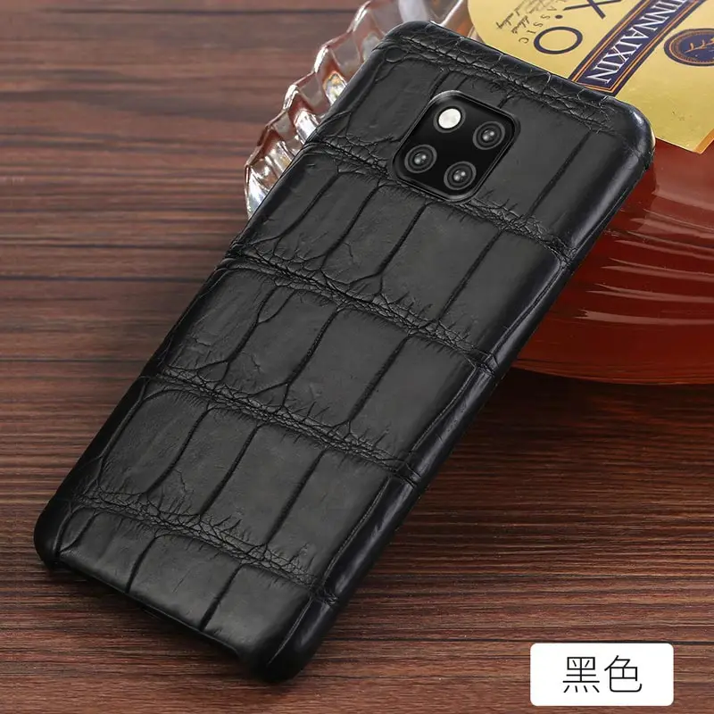black Натуральная крокодиловая кожа противоударный чехол для телефона для huawei mate 20 P20 P30 Lite pro y9 чехол для honor 10 10I V20 20 Pro 9X 8x - Цвет: black