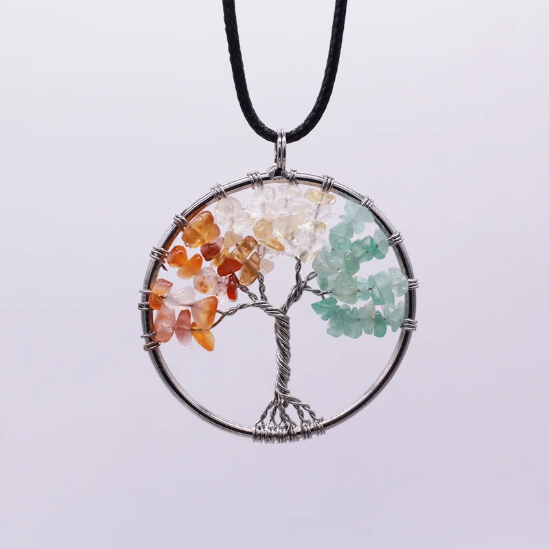 Новая Горячая Женская Радужная Древо жизни кварц кулон кристаллы многоцветный