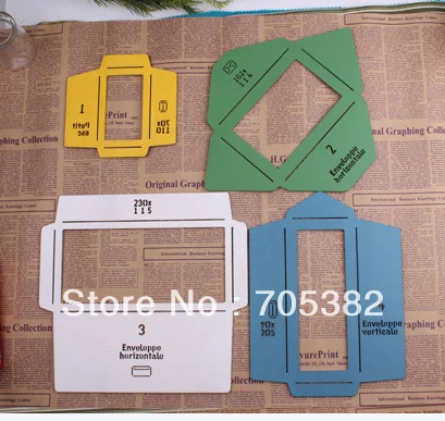 1set New Wooden Envelope Template Manual Stencil Mould Make 4 different Sizes Envenlops (ss-5929)