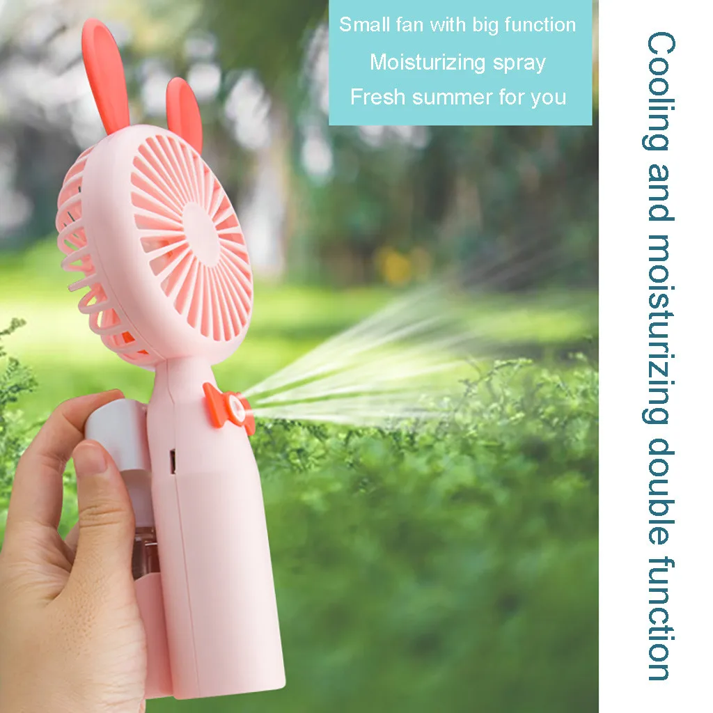 Portable Rechargeable Mini Handheld USB Cooling Fan With Rabbit Ears & Humidifying spray for multiple Cool#25 | Компьютеры и офис