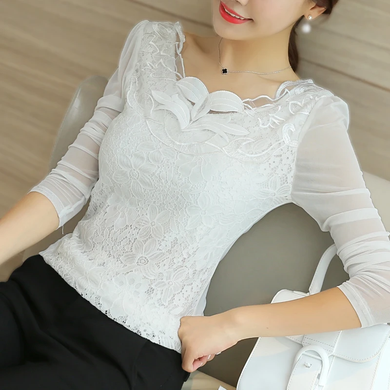 Плюс размер 2017 Весна и осень Новое поступление женский Топ Блузка длинный рукав