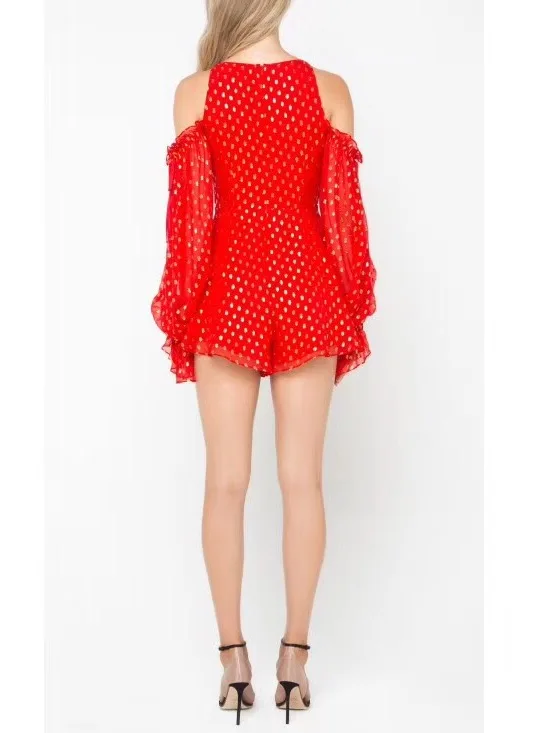 Новые модные праздничные шифоновые короткие комбинезоны в горошек|Комбинезоны c