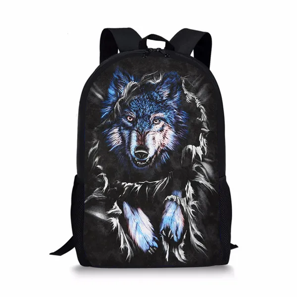Прохладный 3D Wolf Moon рюкзак для школьников жгут основной дети динозавров Bagpack дизайнер Bookbags полиэстер - Цвет: Z1782C