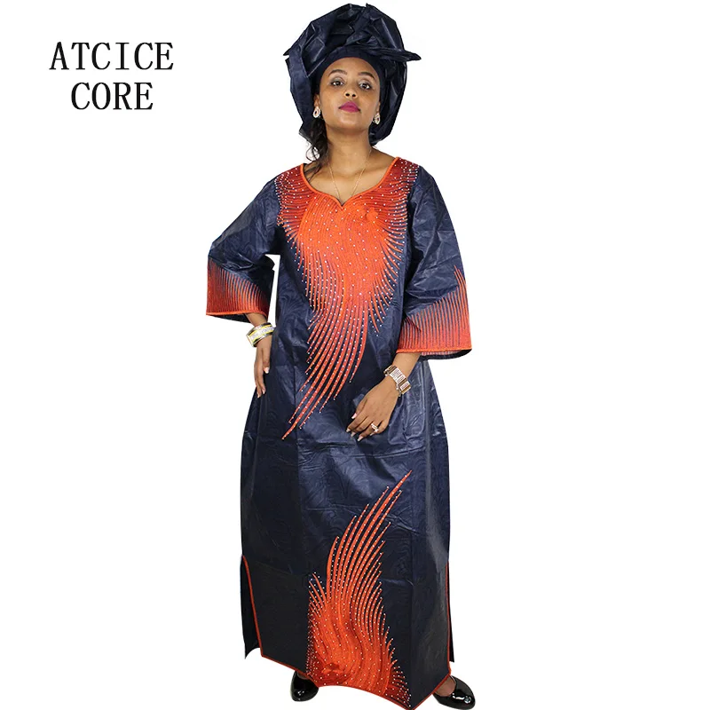 Длинное платье с шарфом LA098 # вышивкой в африканском стиле|african bazin riche dresses|bazin