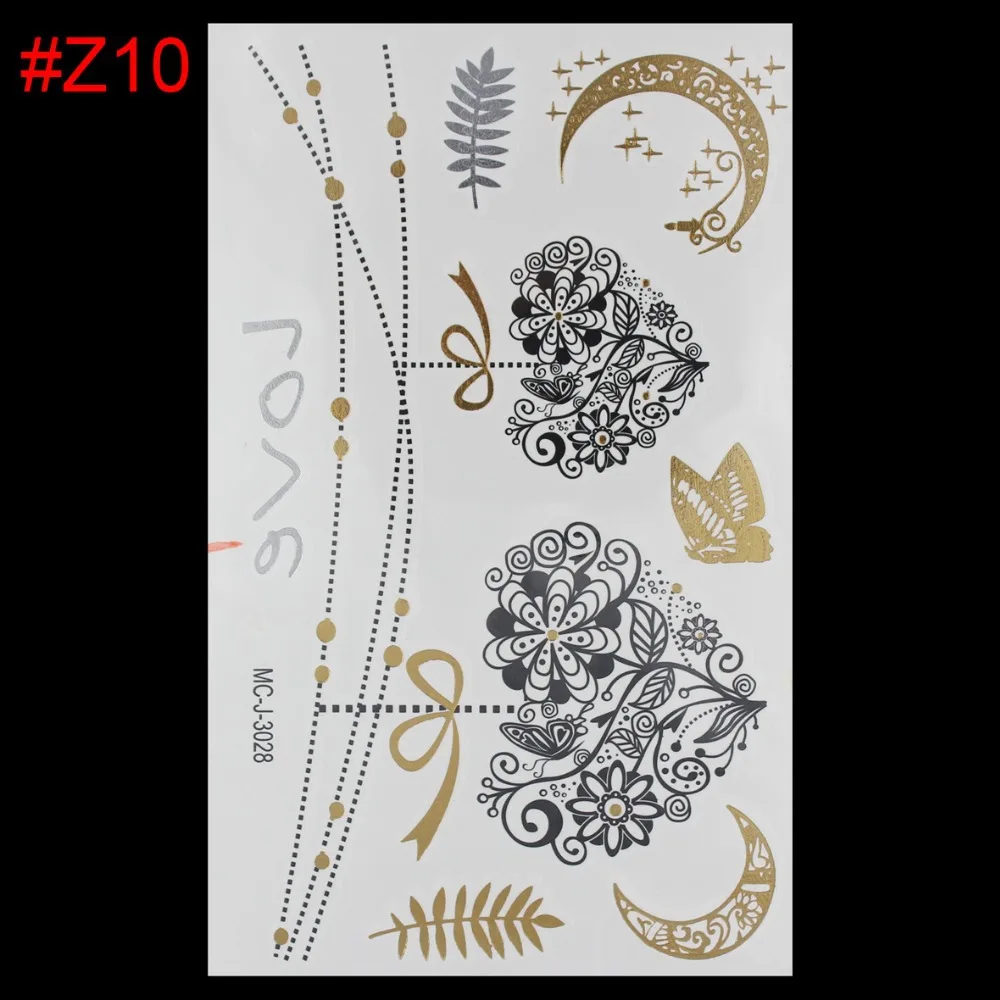 Временные татуировки для боди арта золотые на рукавах блестящая металлическая