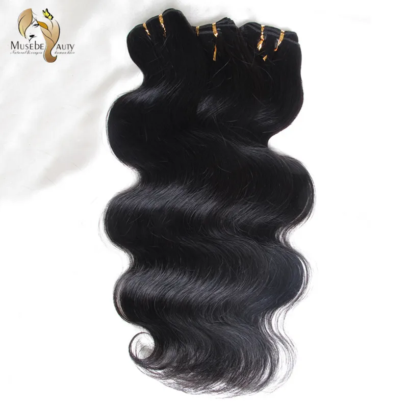 Indian Virgin Hair Body Wave Soft Human Shiny&ampHealthy Products 6pcs/lot Color #1b Weft Free Shipping |