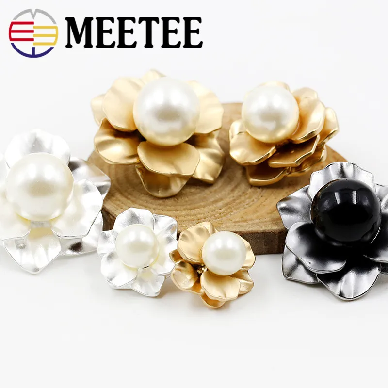 4 шт. норковая шуба пуговицы одежда аксессуары цветы жемчуг Металлическая