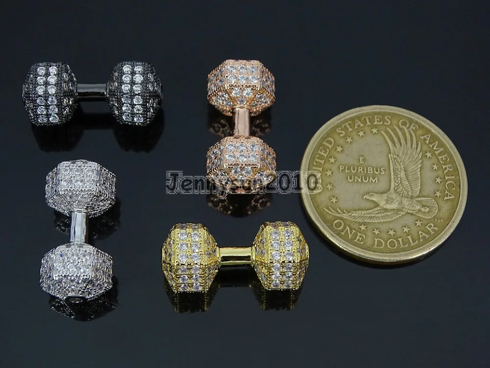 Прозрачные циркониевые камни паве гантели 10x22 мм браслет соединитель Шарм бусины