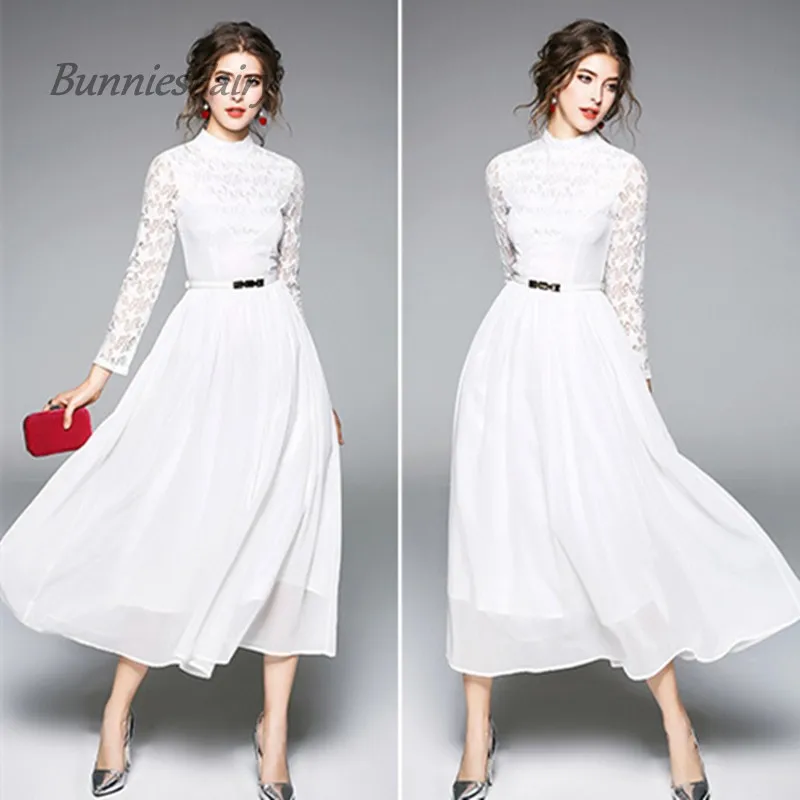 BunniesFairy 2018 весеннее дизайнерское платье с длинным рукавом и цветочным узором