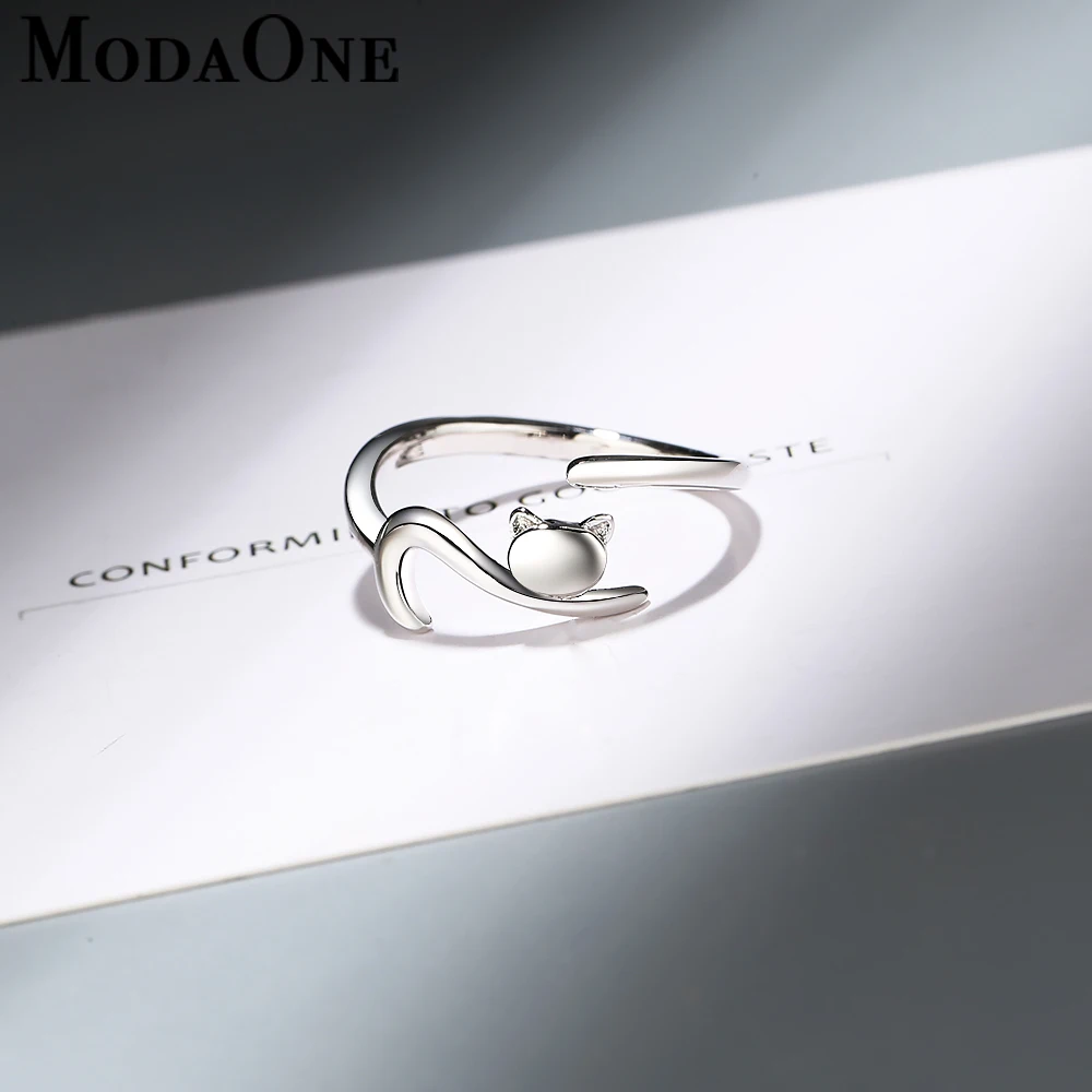 Женское кольцо с кошачьими 925 пробы ModaOne серебряное животным ювелирное изделие