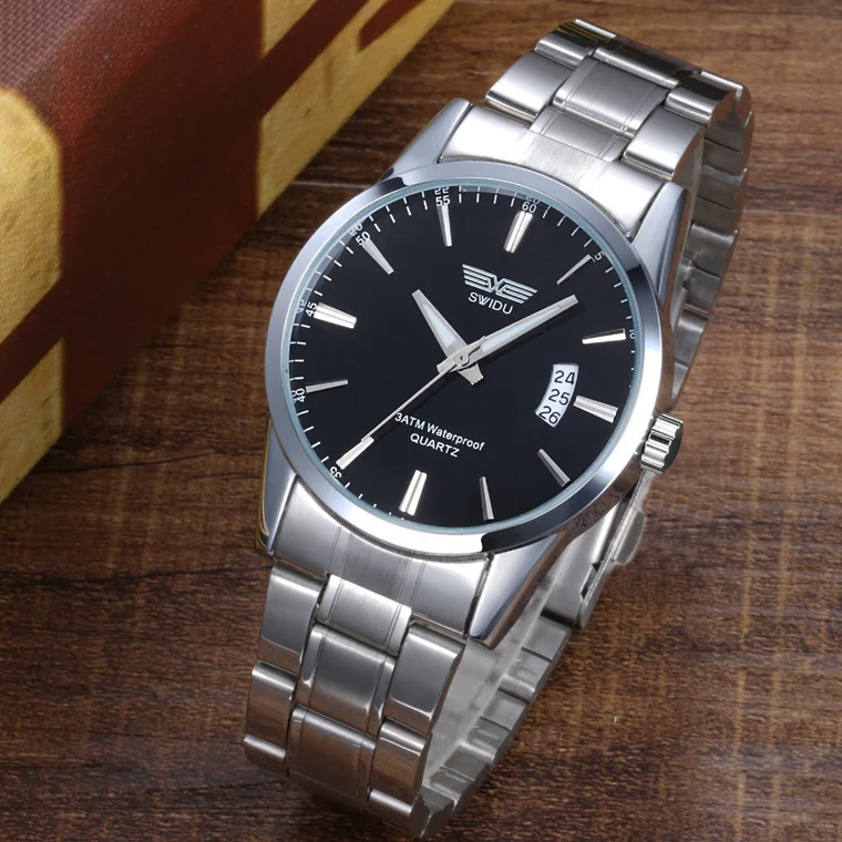 Новинка 2019 Топ бренд с календарем Циферблат из нержавеющей стали ремешок Часы