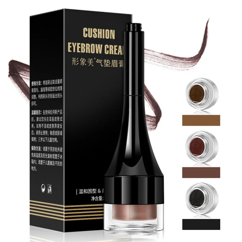3 Colors Professional Eyebrow Enhancer Air Cushion Henna Cream Tint Makeup Natural Waterproof Eye Brow Gel With Brush | Красота и