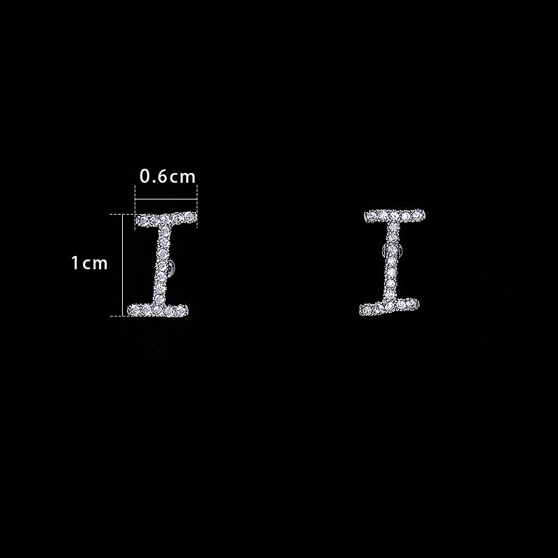 I Baiduqiandu письмо A-Z 925 Серебряные булавки маленькая Начальная серьги персонализированные подружки невесты Алфавит серьги гвоздики повседневные ювелирные изделия - Окраска металла: I