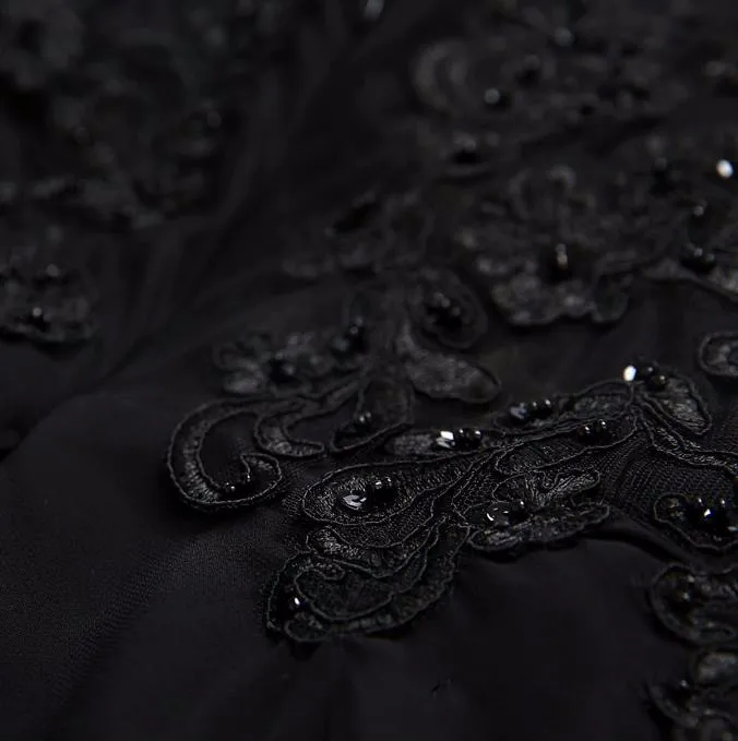 2016 line Бато Cap Рукавом Аппликация vestido де феста лонго Вечернее Платье Черный