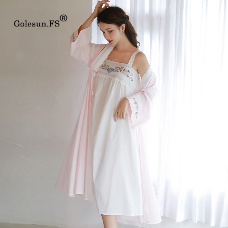 Весенне-осенняя Женская винтажная одежда из чистого хлопка для принцесс халат и