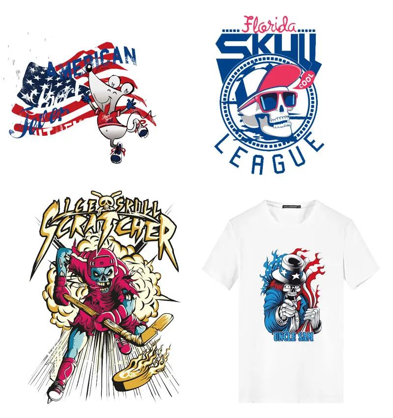 

Iron on Transfers for Clothing Applications Punk Skull Patchs Heat Transfer Fusible Clothing Stickers Badges Decor DIY T-shirt E
