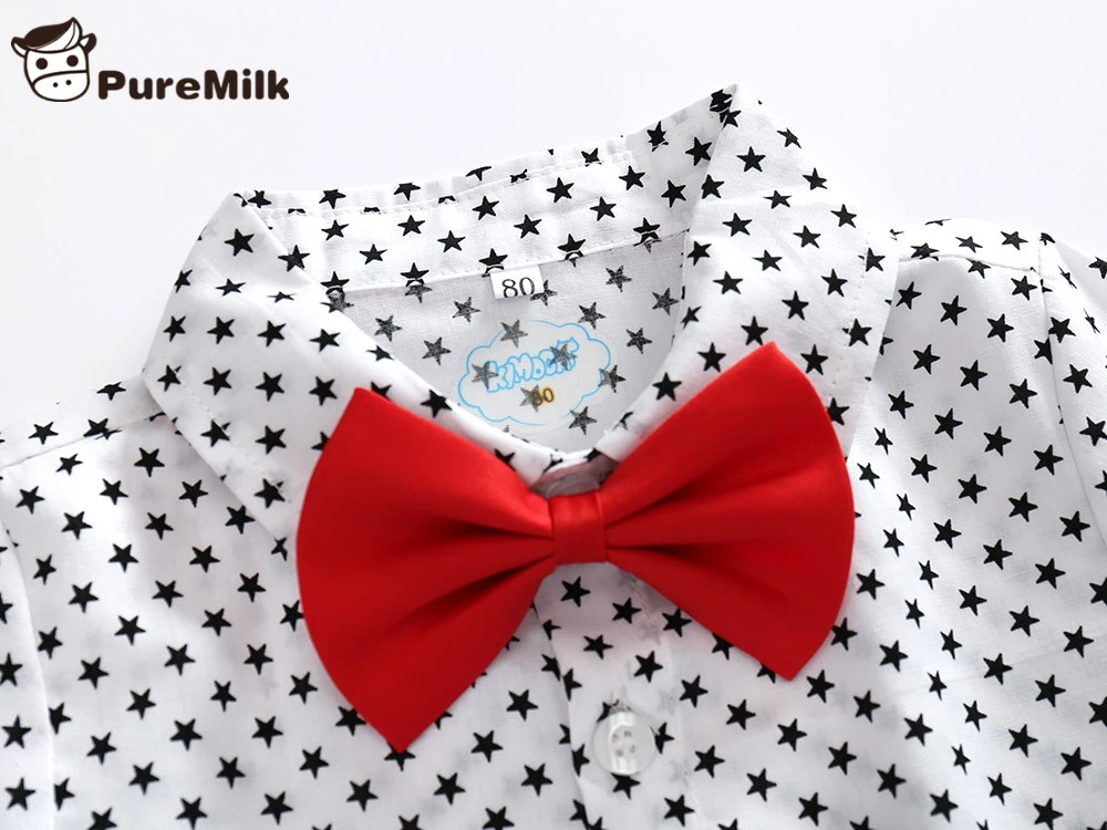 Рубашка PureMilk с длинным рукавом и брюки ремешком галстуком-бабочкой 4 шт./компл.