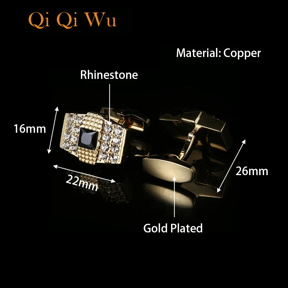 Запонки мужские подарок высокого качества бренд позолоченный металл манжеты пуговицы мужские свадебные бизнес запонки Qi Wu