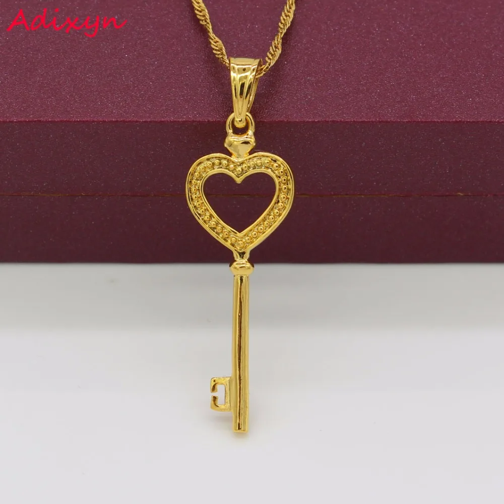 4.5cm*1.3cm Love Key Necklace Pendant For Women Girls Gold Color Gift Party Jewelry Items |