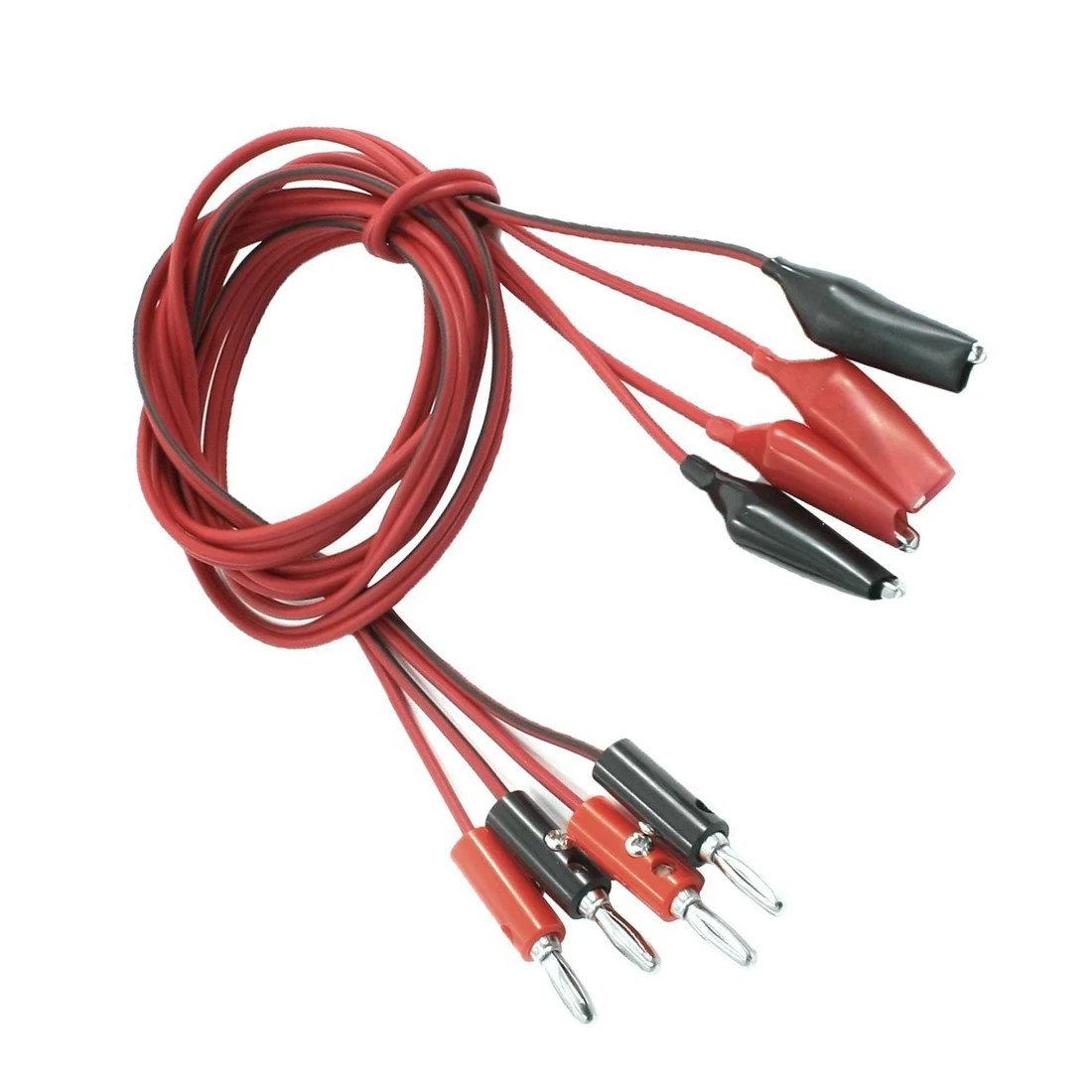 Brand New 2 Pair Alligator Test Lead Clip to Male Banana Plug Cord Cable 1M Red+Black | Обустройство дома