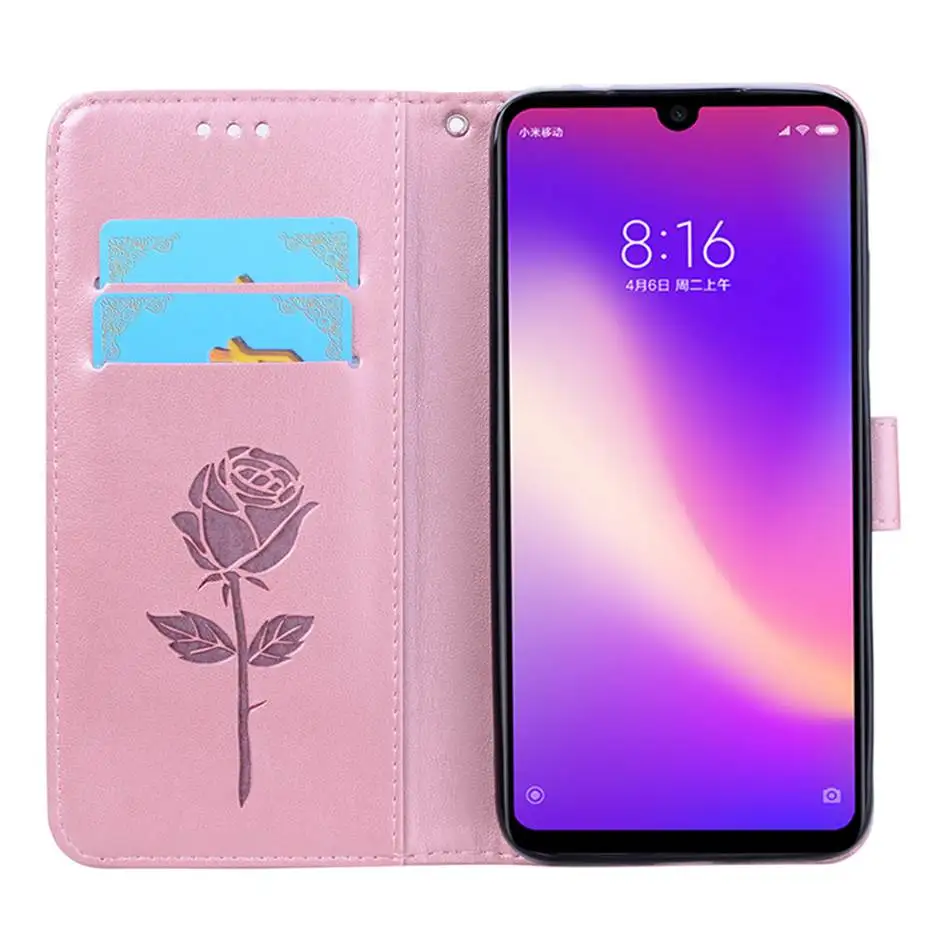 Чехол для Redmi Note 7 из искусственной кожи с откидной крышкой для Xiaomi Redmi Note 7 Pro, чехол с откидной крышкой с 3D рисунком розы для телефона Redmi 7 Note7