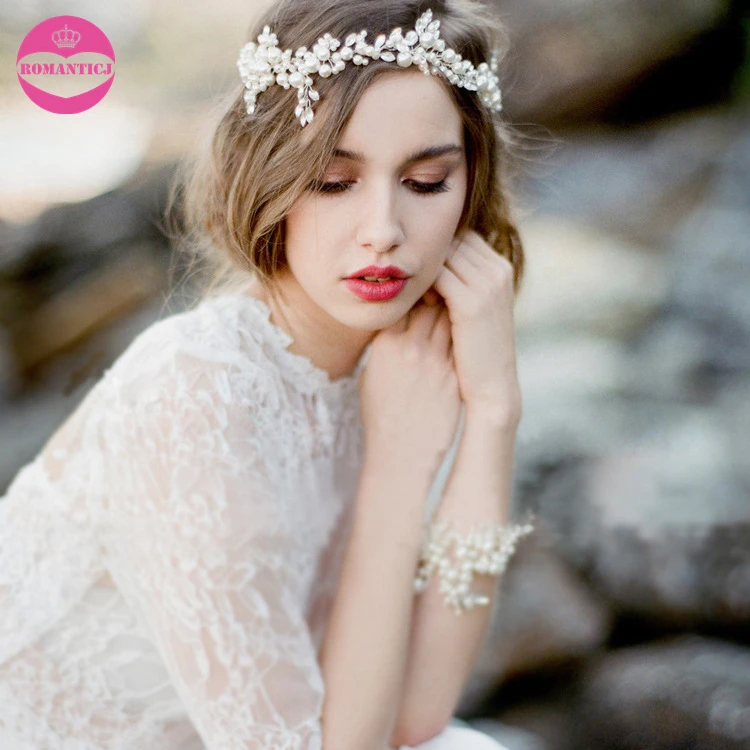 Нарядные Pearl оголовье Кристалл волос ювелирные изделия Свадебные аксессуары для