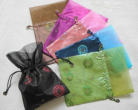 

Китайская вышивка блесток мешок большой Рождественский подарок сумки органза сумка на шнурке двухъярусная ткань Свадебная вечеринка сумк...