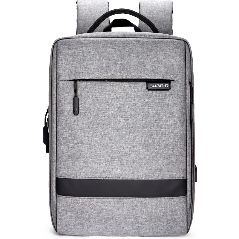 Gray Backpack Мужской повседневный рабочий рюкзак с зарядкой от usb, вместительный, короткий, для путешествий, мужской, водонепроницаемый, для путешествий, сумки для багажа, 15,6 дюймов, рюкзак для ноутбука - Цвет: Gray Backpack