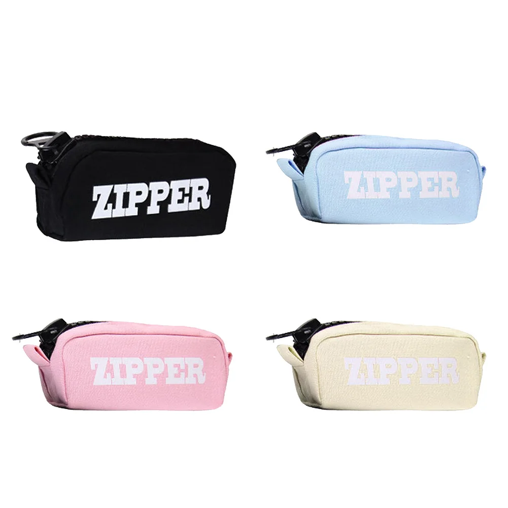 Stationery Gifts Large Capacity Kawaii Big Zipper Pencil Case Pen Box Canvas Girls Simple Lettering | Канцтовары для офиса и