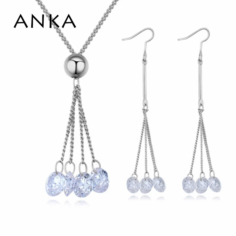 

ANKA fashion cubic zirconia pendants women necklace earrings sets luxury round zircon shape fine wedding jewelry sets #25984