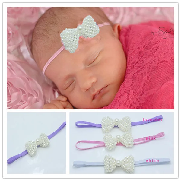 Белый жемчуг Бант Цветок враг ободки Девушка Корона Сделай Сам для волос Детские