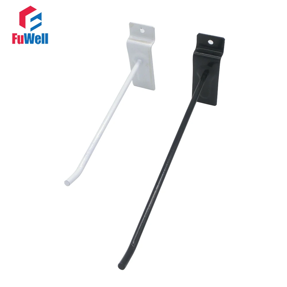 10pcs Slatwall Display Hooks 100/1500/200/250mm Length 5mm Wire Dia. Supermarket Store Display Hook Hanger