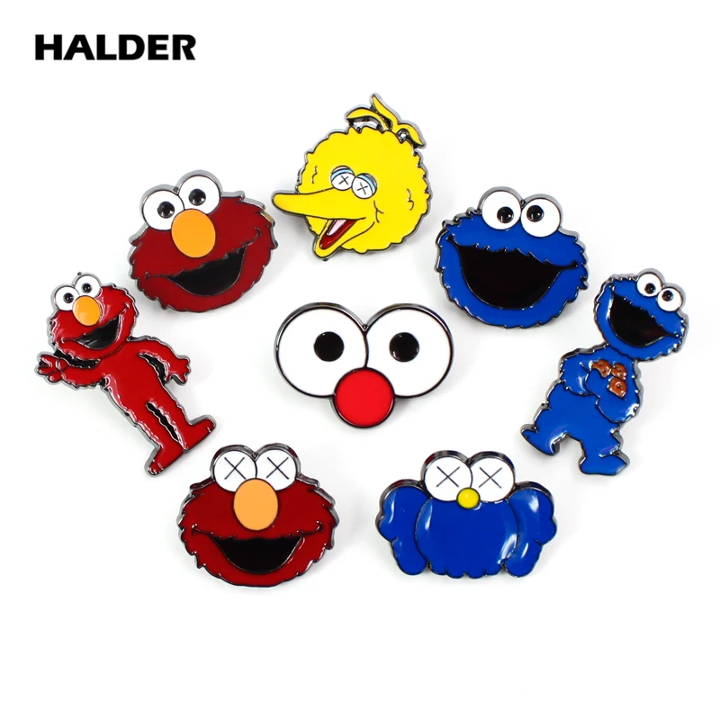 BR0024 halder Улица Сезам Элмо птица Печенья Монстр Оскар Grouch броши-Значки для лацкана одежда значок для рюкзака украшения из джинсы