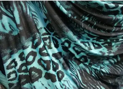 sky blue 150x100cm Хорошая 4 боковых эластичный купальник ткань хлопок/спандекс трикотажная ткань с рисунком леопарда и зебры печати мягкая ткань DIY Швейные колгот - Цвет: sky blue 150x100cm