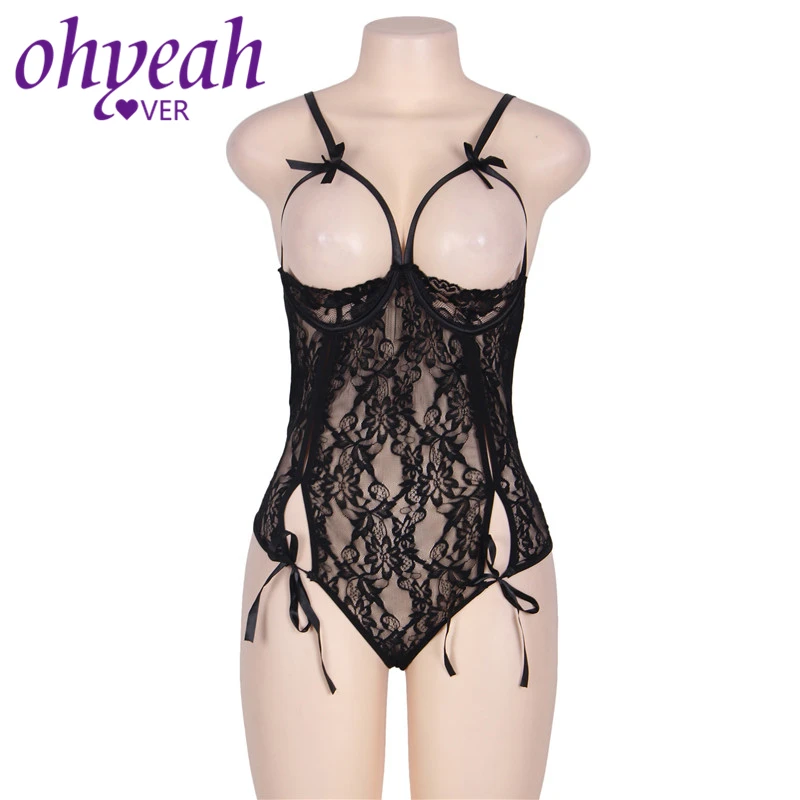 Женский комбинезон Ohyeahlover розовый кружевной с открытым бюстом на лето RM80422|macacao