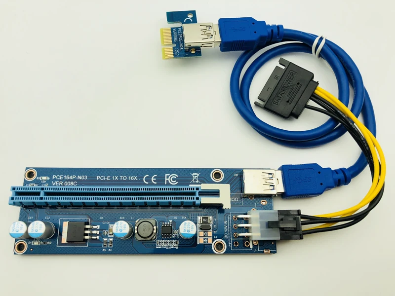 Карта расширения PCIe PCI-E PCI Express 008C для ПК Райзер с 1x на 16x USB 3 0 кабель передачи