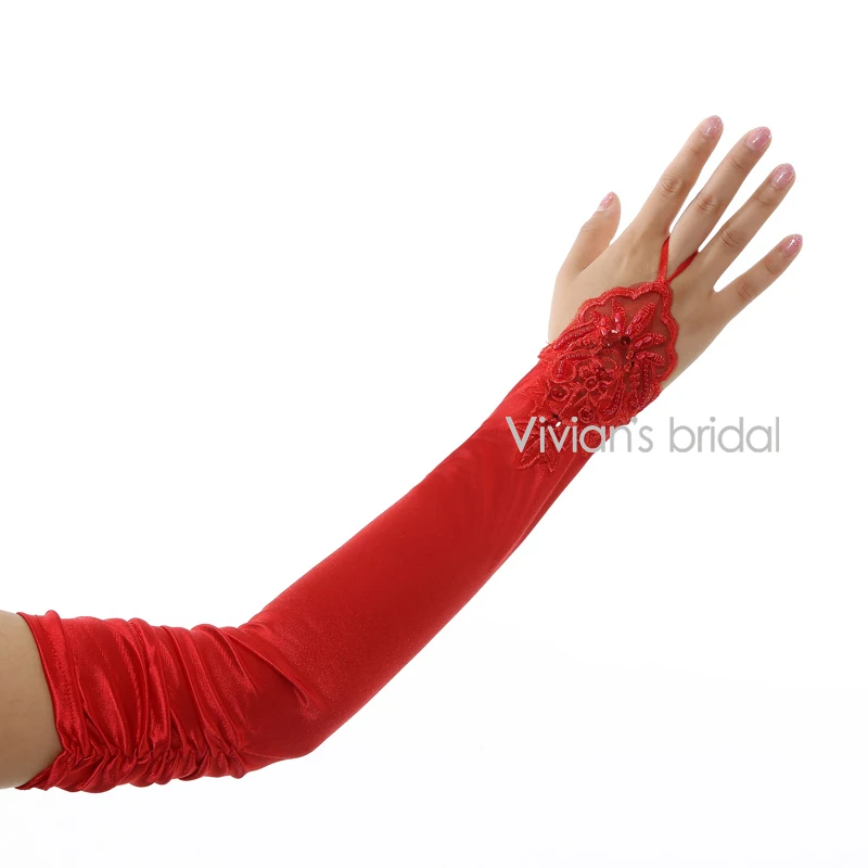Vivian's Bridal хит продаж Дешевые Длинные свадебные перчатки без пальцев