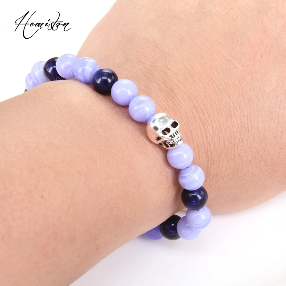 Томас Синий тигровый камень с принтом череп из бисера иероглифический орнамент