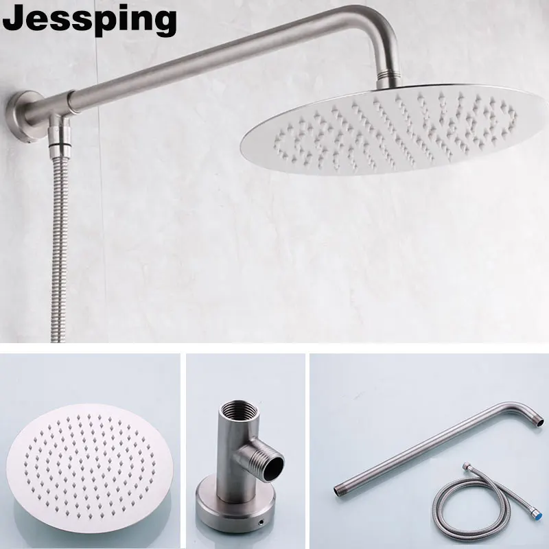 

Wall mounted exposed hose install bathroom shower sets has 10 inch shower head