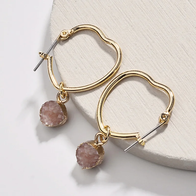 WTLTC Boho висячие серьги кольца в форме сердца для женщин акриловые стиле Druzy невесты