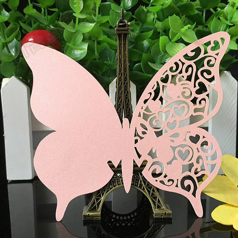 50 шт. бабочка Лазерная резка стеклянные бумажные карты чашки место детский душ