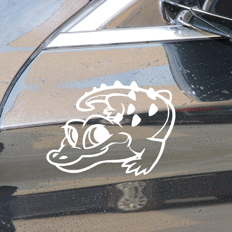 

YJZT 17.6CM*13CM Lovely Crocodile Cartoon Decor Cat Sticker Vinyl Decal Body Of Car Black/Silver C4-1436