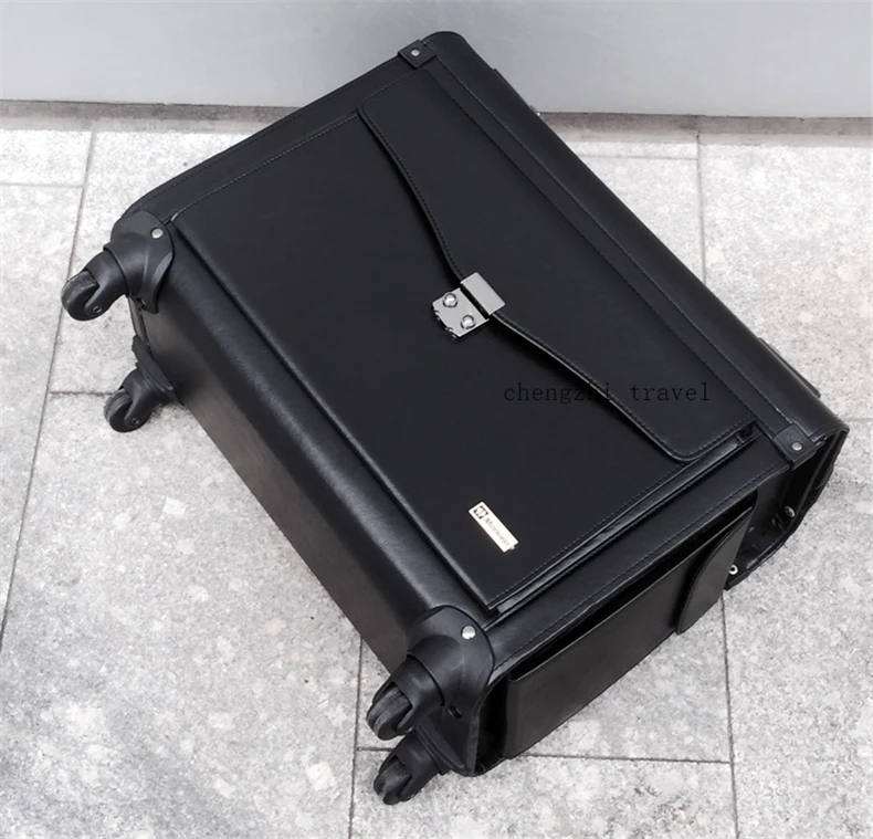 CARRYLOVE 1" дюймовый Спиннер carry on чемодан кабина авиалинии пилот кожаная дорожная сумка на колесиках